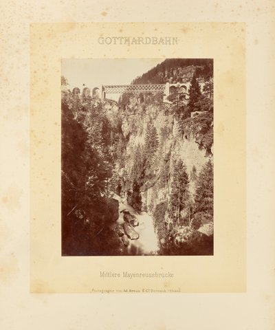 Kolej Gottharda: Środkowy most Mayenreuss autorstwa Adolphe Braun and Cie