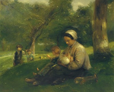 Matka i jej dzieci w Saint-Siméon: Kochająca Matka autorstwa Adolphe Felix Cals