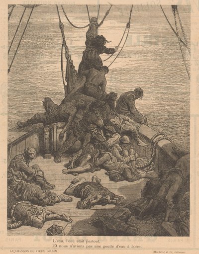 Statek z cierpiącą załogą La chanson du vieux marin (tytuł na obiekcie) autorstwa Adolphe François Pannemaker (possibly)