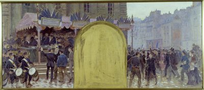 Szkic biura prefekta w paryskim ratuszu: Enrôlements volontaires place du Panthéon autorstwa Adolphe Gustave Binet