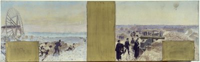 Szkic do gabinetu prefekta Hôtel de Ville de Paris: Marins en expédition. Balon nad okopami autorstwa Adolphe Gustave Binet