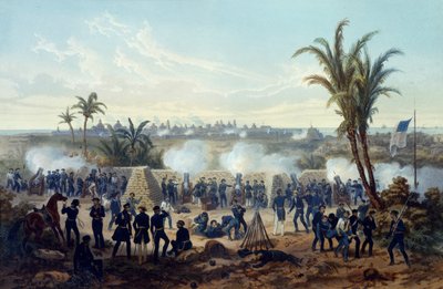 Bitwa pod Veracruz, wojska generała Scotta atakują i zdobywają miasto autorstwa Adolphe Jean Baptiste Bayot