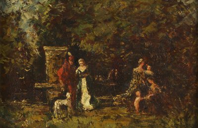Eleganckie figury na leśnej polanie, ok. 1860-80 (olej na panelu) autorstwa Adolphe Joseph Thomas Monticelli