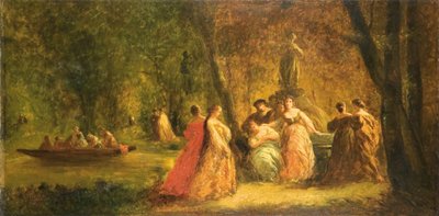 Kobiety w parku nad rzeką autorstwa Adolphe Joseph Thomas Monticelli