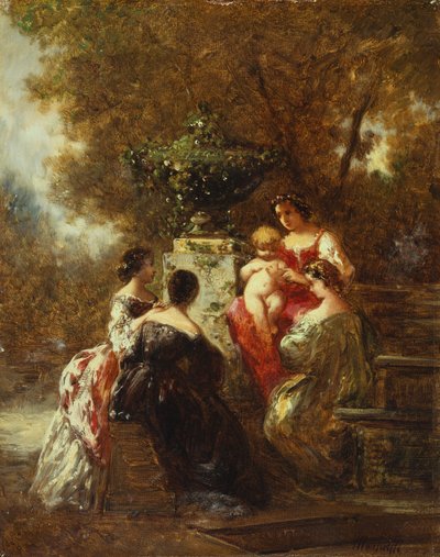 Postacie w parku (olej na płótnie) autorstwa Adolphe Joseph Thomas Monticelli