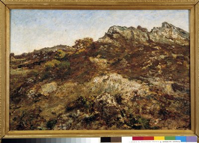 Krajobraz wzgórz (masyw Garlaban w Prowansji) autorstwa Adolphe Joseph Thomas Monticelli