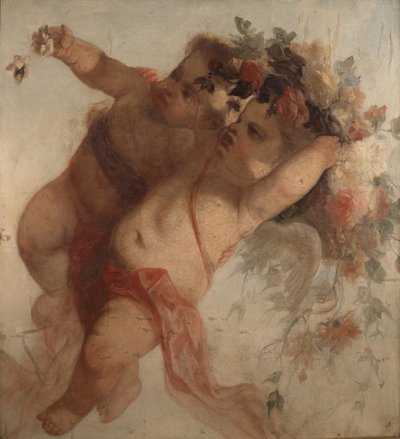 Muzyk miłości, fragment dekoracji obrazu Eldorado Adolphe Monticelli (1824-1886) wym. 100x90 cm Musee Grobet-Labadie autorstwa Adolphe Joseph Thomas Monticelli