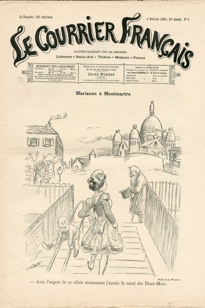Okładka „Le Courrier francais””, numer 5, Satyryczny w B&W autorstwa Adolphe Leon Willette