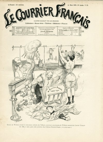 Ilustracja przedstawiająca Adolphe dit Willette (1857-1926) do okładki Le Courrier francais autorstwa Adolphe Leon Willette