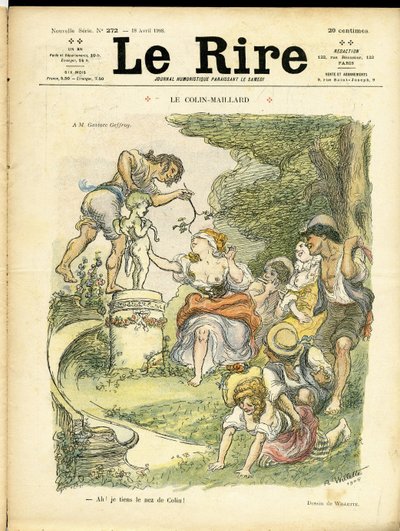 Ilustracja przedstawiająca Adolphe dit Willette (1857-1926) na okładkę Le Rire autorstwa Adolphe Leon Willette