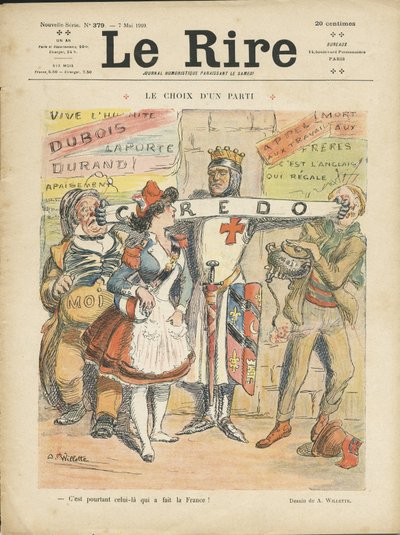 Ilustracja przedstawiająca Adolphe dit Willette (1857-1926) na okładkę Le Rire, 07.05.10 - Party Choice - Wybory - Marianne autorstwa Adolphe Leon Willette