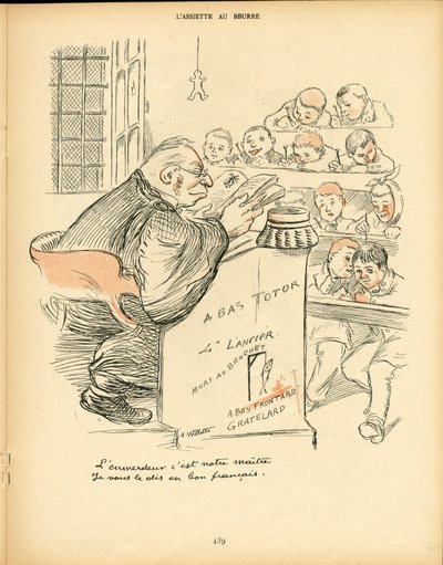 Talerz masła, satyryczny w kolorach autorstwa Adolphe Leon Willette