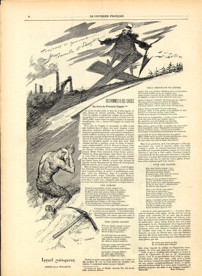 Angielski kurier, satyryczny czarno-biały autorstwa Adolphe Leon Willette