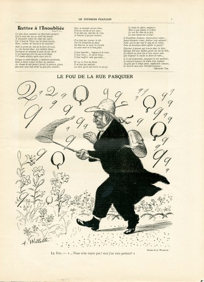 Le Courier francais, numer 10, satyryczny czarno-biały autorstwa Adolphe Leon Willette