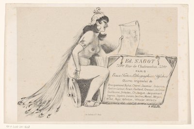 Wizytówka dilera druku Edmonda Sagota w Paryżu autorstwa Adolphe Leon Willette