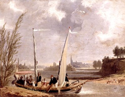 Louis-Philippe i jego rodzina na łodzi w Neuilly autorstwa Adolphe Roehn