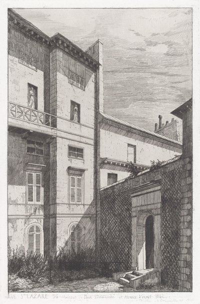 Rue St. Lazare 56, Dom Paula Delaroche i Horace Vernet autorstwa Adolphe Théodore Jules Martial Potémont
