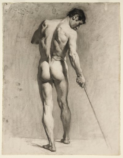 Rysunek przedstawiający akt męski z laską, ok. 1910-12 (kreda na papierze) autorstwa Adolphe Valette