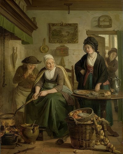 Kobieta piekąca naleśniki. Około 1790-1810 autorstwa Adriaan de Lelie