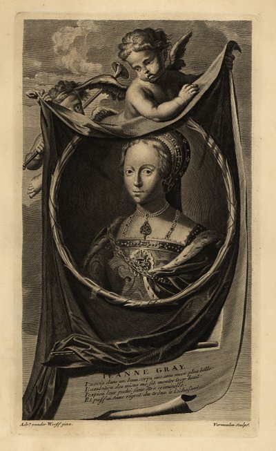 Lady Jane Grey (1537-1554) (grawerowanie) autorstwa Adriaan van der (after) Werff