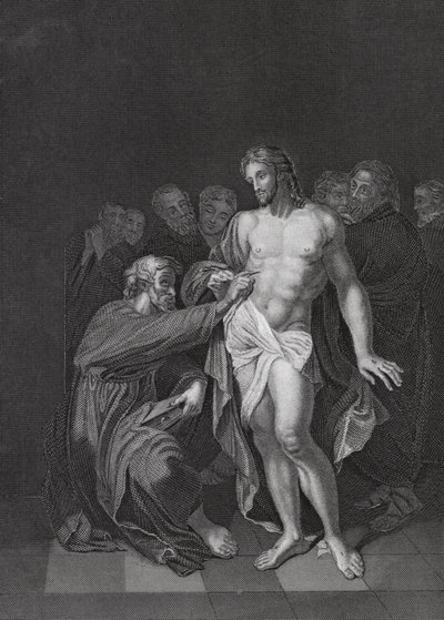Niewiarygodność św. Tomasza, Jan, rozdz. 20, wersety 26-29 (rycina) autorstwa Adriaan van der (after) Werff