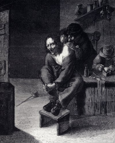 Operacja chirurgiczna Grawerowanie według obrazu Adriaena Brouwera (zrobił 1608) XVII wiek autorstwa Adriaen (after) Brouwer