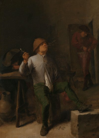 Palacz Mężczyzna palący w tawernie autorstwa Adriaen Brouwer (attributed to)