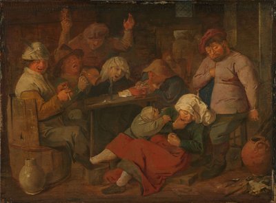 Niderlandzki: karczma z pijanymi chłopami Biedni ludzie pijący w tawernie autorstwa Adriaen Brouwer