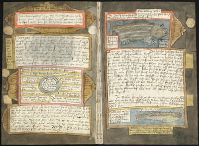 Visboeck Adriaena Coenena - KB 78 E 54 - folio 370v (po lewej) i 371r (po prawej) autorstwa Adriaen Coenen