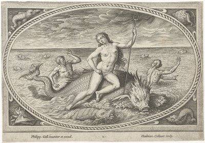 Amfitryt na rybie Morscy Bogowie (tytuł serii) autorstwa Adriaen Collaert