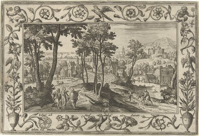 Emaus-goers Pejzaże ze scenami biblijnymi, mitologicznymi i polowaniami (tytuł serii) autorstwa Adriaen Collaert
