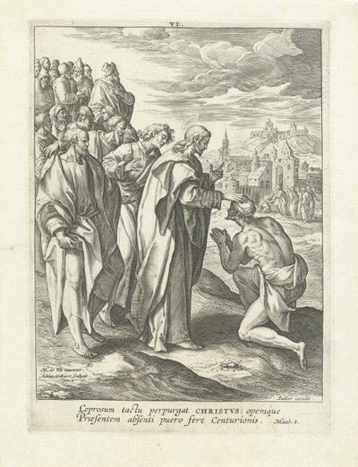 Uzdrowienie trędowatego Życie Chrystusa (tytuł serii) Vita I. Christi (tytuł serii) autorstwa Adriaen Collaert