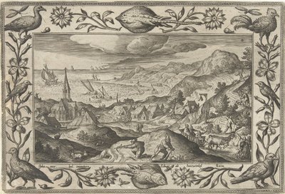 Polowanie na króliki Pejzaże ze scenami biblijnymi, mitologicznymi i polowaniami (tytuł serii) autorstwa Adriaen Collaert