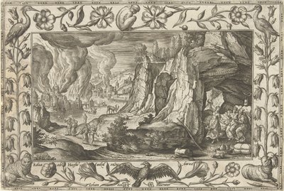Lot i jego córki Pejzaże ze scenami biblijnymi, mitologicznymi i polowaniami (tytuł serii) autorstwa Adriaen Collaert