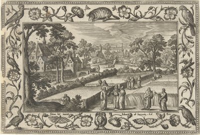 Zbieranie zbóż w szabat Pejzaże ze scenami biblijnymi, mitologicznymi i polowaniami (tytuł serii) autorstwa Adriaen Collaert