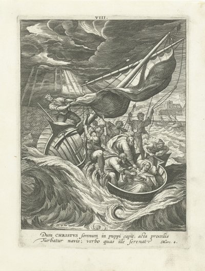 Burza na Morzu Galilejskim Życie Chrystusa (tytuł serii) Vita I. Christi (tytuł serii) autorstwa Adriaen Collaert