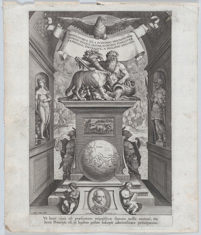 Strona tytułowa „Cesarzy rzymskich na koniach”, ca. 1587-89. autorstwa Adriaen Collaert