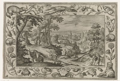 Nadawanie Apostołów Pejzaże ze scenami biblijnymi, mitologicznymi i polowaniami (tytuł serii) autorstwa Adriaen Collaert