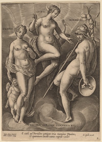 Wenus, Juno i Minerwa autorstwa Adriaen Collaert after Jan van der Straet