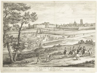 Widok Bethune (lewa strona) Veuë de la Ville de Bethune en Artois (tytuł na obiekcie) autorstwa Adriaen Frans Boudewyns