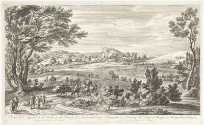 Gezicht op Saint Laurent de la Roche Widok St. Laurent de la Roche i Bourg w Franche-Comté (tytuł na obiekcie) autorstwa Adriaen Frans Boudewyns
