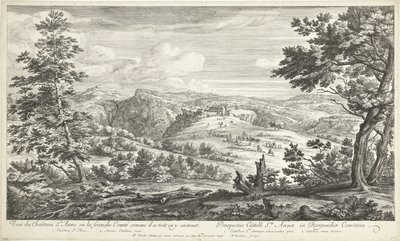 Gezicht op het kasteel van Sainte Anne Widok na zamek Ste. Anne w wolnym Comté, gdy widzi siebie wchodzącego (tytuł na obiekcie) autorstwa Adriaen Frans Boudewyns