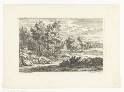 Krajobraz z pomnikiem nagrobnym autorstwa Adriaen Frans Boudewyns