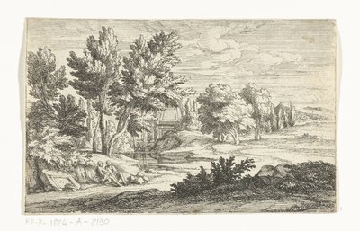Krajobraz z pomnikiem nagrobnym autorstwa Adriaen Frans Boudewyns