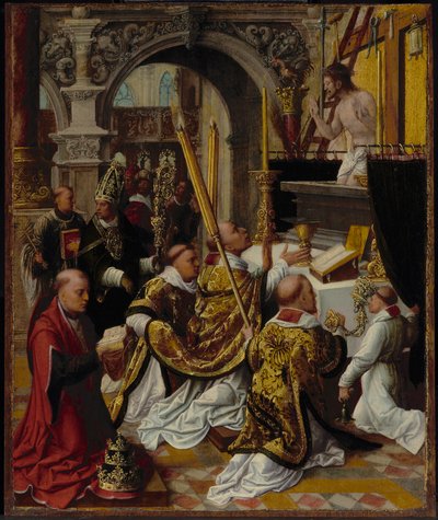 Msza św. Grzegorza Wielkiego (540-604) autorstwa Adriaen Isenbrandt or Isenbrant