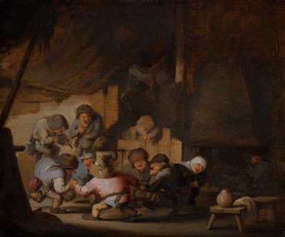 Tańczące krasnoludki w gospodzie wiejskiej, ok. 1635 (olej na drewnie) autorstwa Adriaen Jansz. van Ostade