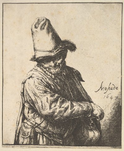 Człowiek o lirze korbowej, 1647. autorstwa Adriaen Jansz. van Ostade