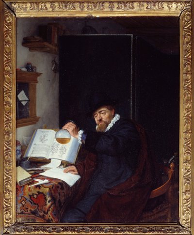 Medycyna: „”Analiza moczu”” Obraz Adriaena van Ostade (1610-1685) 1666 nd. 0,28x0,22 m Paryż, Musee du PetiPalais autorstwa Adriaen Jansz. van Ostade