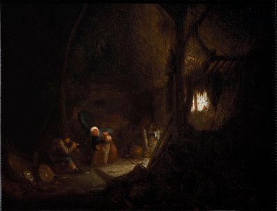 Chłopska rodzina w stodole (olej na płótnie) autorstwa Adriaen Jansz. van Ostade
