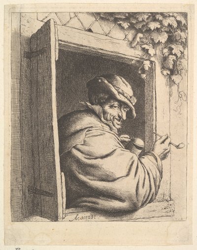 Palacz przy oknie, 1610-85. autorstwa Adriaen Jansz. van Ostade
